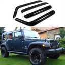 94249 Original Side Window Visor Deflector Rain Guard, Outside Mount Tape-on Shatterproof Dark Smoke,4pcs Window Shades fit for 2007-2018 Jeep Wrangler 4-Door (JK)