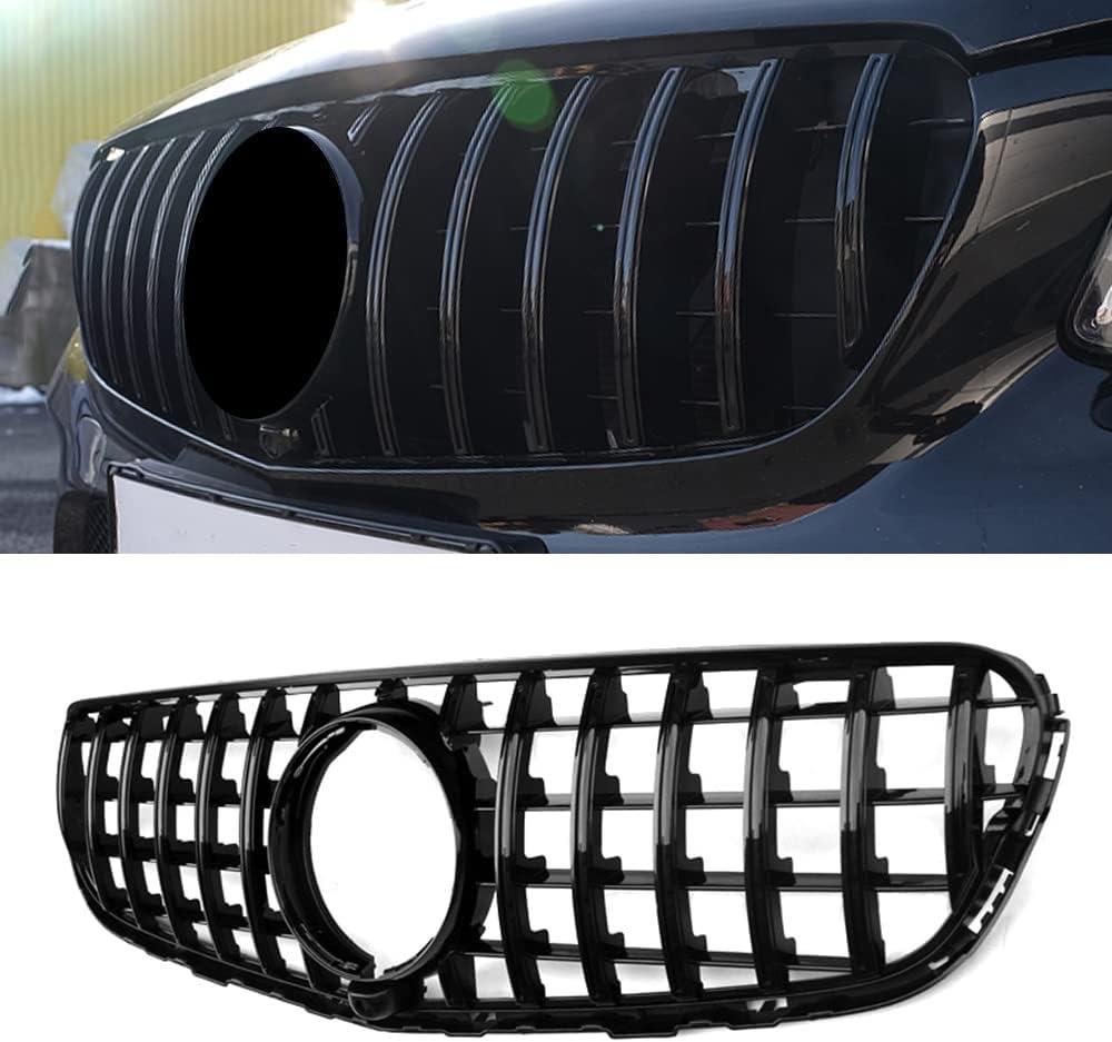 GLC W253 Grill GT GTR Style Front Grille Compatible for (2016-2019) GLC-Class X253/W253 GLC250 GLC300 GLC350 GLC43 AMG, NOT FIT GLC63 GLC63S Gloss Black