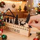 Black Metal Santa Claus & Nativity Scene Advent Calendar 2025 with Five Pointed Star Rotation Wooden Base for Interactive Christmas Countdown, Christmas Decorations Indoor to Welcome Celebrate (Nativity)