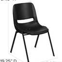 Flash Furniture HERCULES Series 440 lb. Capacity Kid's Black Ergonomic Shell Stack Chair with Black Frame and 14" Seat Height, Set of 1
