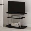 Furinno Turn-N-Tube No Tools 3-Tier Entertainment Center TV Stand for TV up to 32 Inch, Stainless Steel Tubes, Americano/Chrome, 32-Inch Stainless Steel Poles
