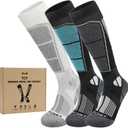 Xllhjg Merino Wool Ski Socks for men women,warm winter socks for Skiing Hiking Hunting,Cold Weather Knee-high boot socks (Medium-Large, Black Blue White)
