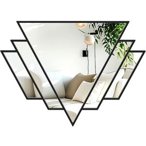 Black Triangle Decor Mirror,24x32Inch Farmhouse Wall Mirror,Modern Wall Mounted Mirrors,Metal Framed Vintage Ornate Art Mirror for Living Room Bedroom Fireplace Hallway
