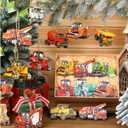 Pinkunn 36 Pcs Christmas Vehicle Wood Ornaments Set Transportation Hanging Ornaments Gifts for Tree Decor (Construction Vehicles)
