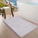 LUMI Bathroom Rug, Soft Absorbent Non Slip Bath Mat, Quick Dry Bath Mats, Machine Washable Microfiber Carpet for Modern Shower Room, Bathtub, Minimalist Bathmat, 17"x30", White (Alpine)