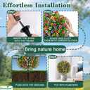 Artificial Topiary Ball Trees Set of 2 with Colorful Flowers, UV Resistant Faux Boxwood Plants Outdoor with Spike, Fake Bushes Round Shrubs for Porch, Garden, Yard, Patio Fall Outdoor Plant