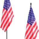 iElyiEsy 2 Pack 6FT Indoor Flagpole Kit with Black Ball Topper, Sectional Flag Pole with Round Base Stand, Premium Aluminum Pole Heavy Duty Flag Pole with US Flag for Schools, Office, Hall