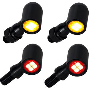 QUASCO Front Rear Motorcycle Turn Signals, Mini Size Led Brake Tail Lights Universal Compatible with Harley Honda Suzuki Triumph Yamaha, 4 Pcs