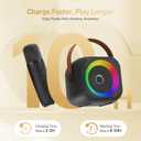 Mini Karaoke Machine, Portable Bluetooth Karaoke Speaker with 2 Wireless Microphones and Party Lights for Kids and Adults, Birthday Gifts for Girls Boys Family Home Party