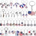 Remuuly 38 Pcs Silver Nyc Souvenir Collection 4th of July Keychains Bulk Metal New York USA Keychain Souvenirs Gifts for American Flag Patriotic Party Favors