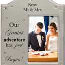 MIMOSA MOMENTS Silver Metal Wedding Photo Frame,4X6 Mr. and Mrs. Picture Frame for Couples, Display on Tabletop