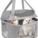 Premium Cat Carrier for Pets Up to 20 Lbs, Cat Travel Bag Soft-Sided Backpack Pet Carriers with Padded Shoulder Strap, Dog Carrier for Small Dogs Puppy Carry Airline Approved, Gray