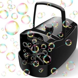 Bubble Machine, Automatic 18000+ Per Minute Big Bubbles Blower Maker for Kids Toddlers with 2 Speeds,6 Wands,Operated by Plugin or Batteries for Outdoor/Indoor Birthday Parties, Wedding (Black) Bubble Machine, Automatic 18000+ Per Minute Big Bubbles Blower Maker for Kids Toddlers with 2 Speeds,6 Wands,Operated by Plugin or Batteries for Outdoor/Indoor Birthday Parties, Wedding (Black)