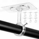 6 Pack Ceiling Hooks for Hanging, No Drill Curtain Rod Brackets Curtain Rod Hook No Drill Drop Ceiling Hook Adjustable Curtains Rods Hooks 1.2'' Dia Poles for Living Room, Bathroom, Kitchen