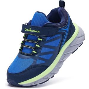 Boys Girls Kid Orthopedic Walking Shoes Arch Support: Breathable Plantar Fasciitis Pain Relief Casual Sneakers, Supportive Flat Feet Arch Orthotic Travel Hook and Loop Shoes Dark Blue Little Kid 1.5