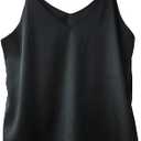 Wantschun Womens Silk Satin Camisole Cami Plain Strappy Vest Top T-Shirt Blouse Tank Shirt V-Neck Spaghetti Strap XS-4X (Black, XXXL)