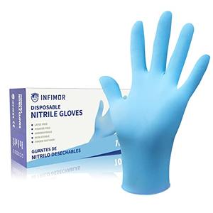 Infimor Disposable Nitrile Gloves Powder & Latex Free 3 mil Non-Sterile Nitrile Exam Gloves Light Duty Cleaning Gloves, X-Large, Box/100