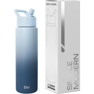 Simple Modern Water Bottle with Straw Lid | Vacuum Insulated Stainless Steel Metal Thermos | Reusable Leak Proof BPA-Free Flask for Sports Gym | Summit Collection | 30oz, Stormy Skies