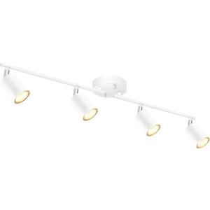 White Track Lighting Ceiling Fixture, Kitchen Light Fixtures, 30" 4-Light Rotatable LED Track Lights, Semi Flush Wall Sconces Lighting for Dining Room/Hallway/Office(GU10 Socket, Bulb Not Included) (4-Light Track Light(White))