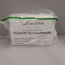 Liacere 350PCS Clear Gold Plastic Plates for 50 Guests Dinnerware Include 100 disposable Plates 150 Gold Silverware 50Napkins for Party & Wedding & New Year & Christmas