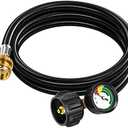 GasXpert 6ft Propane Hose Adapter 1lb to 20lb with Gauge, Propane Adapter 20lb to 1lb Converter, 5-40lb Propane Tank Hose Adapter for Weber Q Grill/Coleman Camp Stove/Blackstone Griddle/Buddy Heater