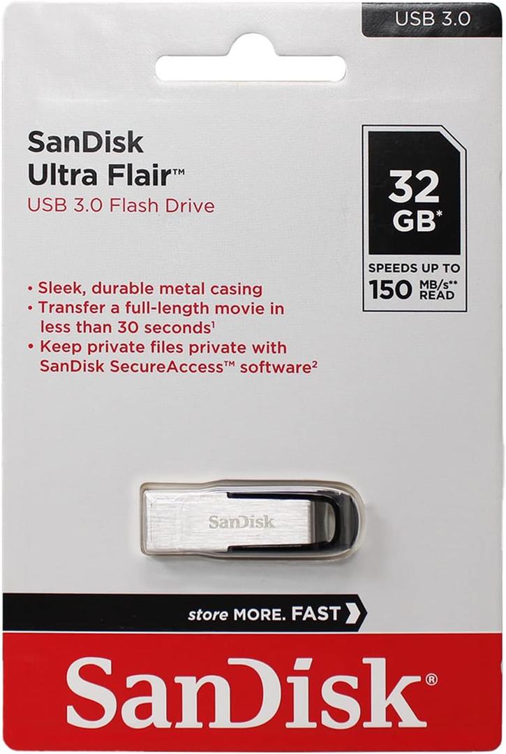Sandisk Ultra Flair - USB Flash Drive - 32 GB - Silver