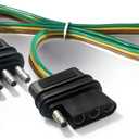 Trailer Wire Extension 4-Way 4 Pin Plug, 4 Wire 4-Flat Connector with Male & Female Plug 18 AWG 26 inch Hitch Light Trailer Wiring Harness Extender