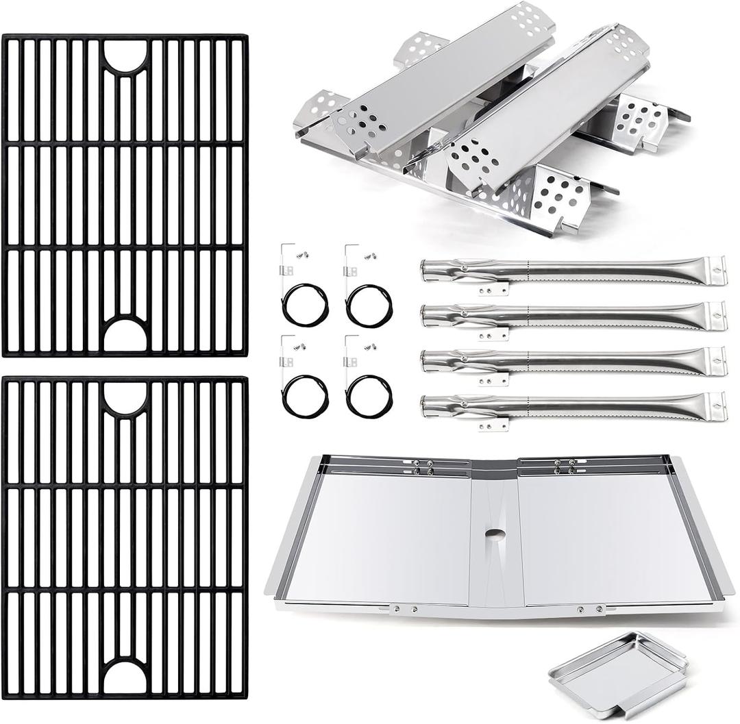 Adviace Grill Replacement Parts for Nexgrill 720-0830H 720-0783E 720-0783EH, Grease Tray Drip Tray & Burner Tubes and Igniters, Grill Heat Plates & Grates for Home Depot Nexgrill 4 Burner 720-0830H