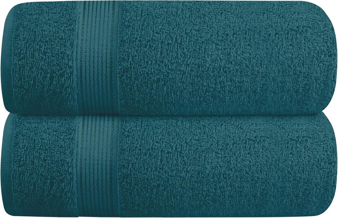 Belizzi Home Cotton 2 Pack Oversized Bath Towel Set 28x55 inches, Large Bath Towels, Ultra Absorbant Compact Quickdry & Lightweight Towel, Ideal for Gym Travel Camp Pool - Teal