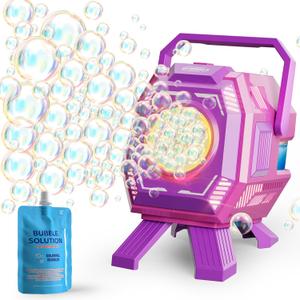 Bubble Machine with Lights, Big Bubbles Bubble Maker Toys for Kids & Toddler, 320ml Large Tank, Battery Operated Bubble Blower for Birthday Parties, Weddings, Indoor & Outdoor Play (Pink)