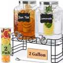 KIKCOIN 2 Gallon Glass Drink Dispensers for Parties with Stand 2 PCS (EXP 01/05/36)
