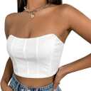 GORGLITTER Women's Sexy Corset Top Strapless Y2K Tube Tops Bandeau Bustier Crop Top Western Country Outfits 2025 (Medium, White)