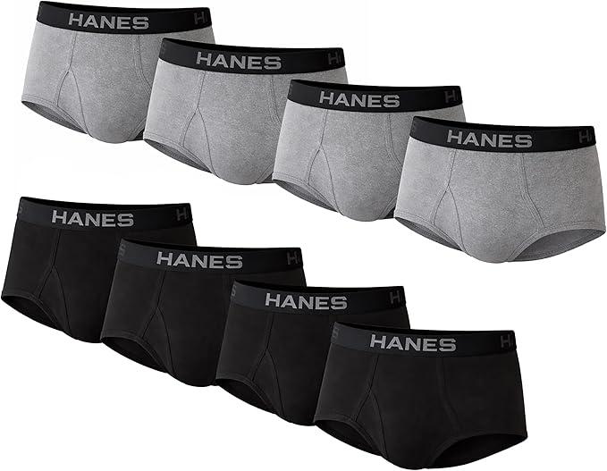 Hanes Men's Pack, MidRise Briefs, Stretch Cotton Underwear, Classic, (Pack of 6), Gray, Large