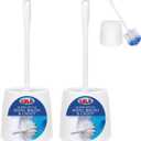 Toilet Brush and Holder Set, by LOLA, 2 Pack, Classic Version, Durable Bristles for Deep Cleaning, w/Compact Space Saving Storage Holder