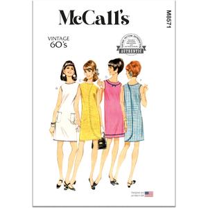 McCall's M8571A Vintage 1960's Misses' Wrap-A-Rounder Dress Sewing Pattern Packet, Design Code M8571, Sizes S-M-L-XL-XXL