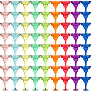 72 Pcs Plastic Margarita Glasses 8 oz Plastic Margarita Cups Mexican Theme Cocktail Glasses Shatterproof Disposable Cocktail Cups for Cinco De Mayo Fiesta(Multi Colors)