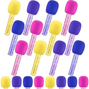 24 Pcs Microphone Candy Tubes Plastic Kpop Karoke Theme Party Decorations Simulated Microphone Singing Prop for Kids Birthday Goody Bag Fillers Party Game Favors (Candy Not Included)