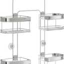 Zenna Home Shower Caddy Hanging Bathroom Organizer, Shower Shelves with 4 Expandable Baskets and Built in Hooks, Over Handheld Shower Head Storage System, Stainless Steel