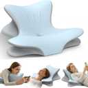 Cervical Neck Pillow for Pain Relief, Ergonomic Reading Pillow for Bed, Orthopedic Wedge Pillow Back Support Pillow, Contour Memory Foam Pillows for Sleeping, Couch Floor Use Lying, Leaning Reading
