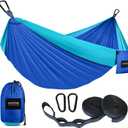 Kootek Camping Hammock, Portable Hammocks with Tree Straps & Attached Carry Bag, Camping Essentials Gear, Perfect for Outside Indoor Hiking Beach Backpack Travel (Large, Royal Blue & Sky Blue)