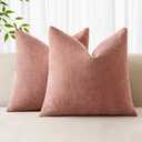 MIULEE Pack of 2 Decorative Throw Pillow Covers Soft Chenille Throw Pillows Solid Textured Cushion Covers for Spring Valentine's Day Couch Sofa Bedroom Living Room 18x18 Inch, Blush Dusty Pink