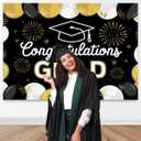 12x8ft Class of 2026 Graduation Backdrop Black and Gold Congrats Grad Backdrop Backdrops for Photography Congratulations Graduates Background College Prom Decorations for Party Photo Booth Props