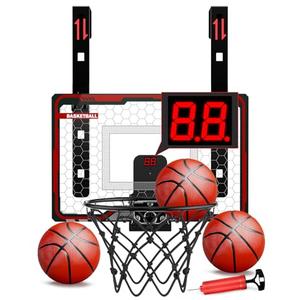 HopeRock Indoor Basketball Hoop for Kids, Over The Door Mini Basketball Hoops, with LED Light, Scoreboard, Birthday Toys Gifts for 5 6 7 8 9 10 11 12+ Year Old Boys
