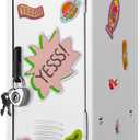 Mini Locker with Lock Keys Stickers 10.8inch Small Storage Locker Desk Locker Metal Small Locker Miniature Storage Locker Functional Safe Metal Locker for Desktop Bedroom Home Office (White)