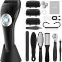 Upgraded Rechargeable Foot Callus Remover, Professional Electric Foot File, 10 in 1 Pedicure Tools Foot Care Kit Pedi Feet Care for Dead, Hard Cracked Dry Skin Ideal Gift (Black)