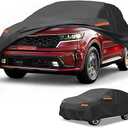 Car Cover Waterproof All Weather Sun Rain Protection Full Exterior Cover for Kia Sorento Black with Left Side Zippers
