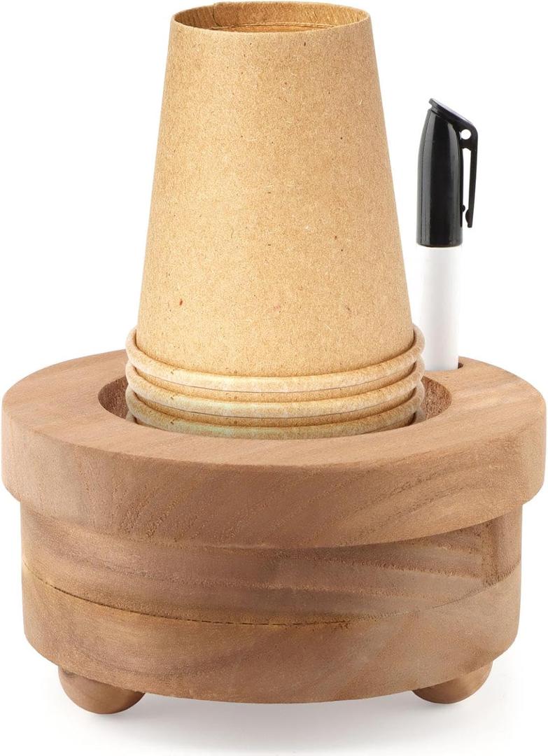 Wooden Cup Holder with Marker Slot, Cup Holder Dispenser Paper Cup Storage Box Disposable Mug Dispenser for Party Decoration Bathroom Kitchen Picnic