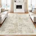 Soalmost 6x9 Abstract Area Rugs for Living Room 6 x 9 Washable Non Slip Low Pile Gray Rugs for Bedroom Dining Room Foldable Thin Beige Gray