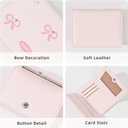 Small Wallets Woman, Cute Tri-fold Coquette Wallet for Women with Bow Design, Compact Credit Card Holder Purse with ID Window for Coin Cash Change (Pink)