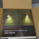 FULEN Battery Operated Wall Sconce with Green Tulip Glass Lampshade Wireless Sconces 10000mAh Rechargeable Battery Powered Wall Light with Remote Control for Vintage Decor Bedside Bedroom Livingroom